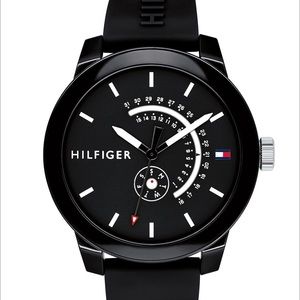 New! Tommy Hilfiger-Black silicone 44mm watch